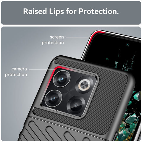 For OnePlus 10T 5G / Ace Pro 5G Thunder Series Twill Texture Anti-Slip Case Thickened TPU Shockproof Cover Phone Protector