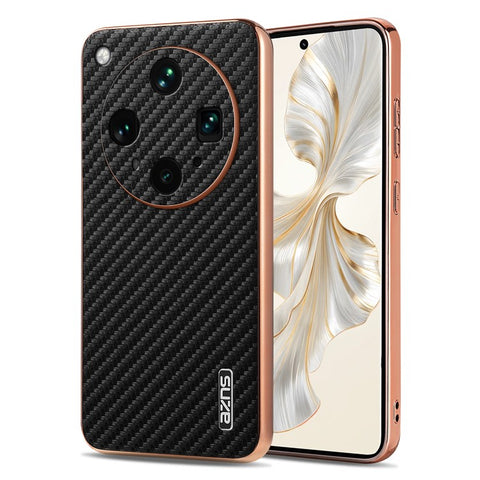 AZNS For Oppo Find X8 Ultra 5G Case Electroplating Carbon Fiber Texture PU + TPU Phone Cover