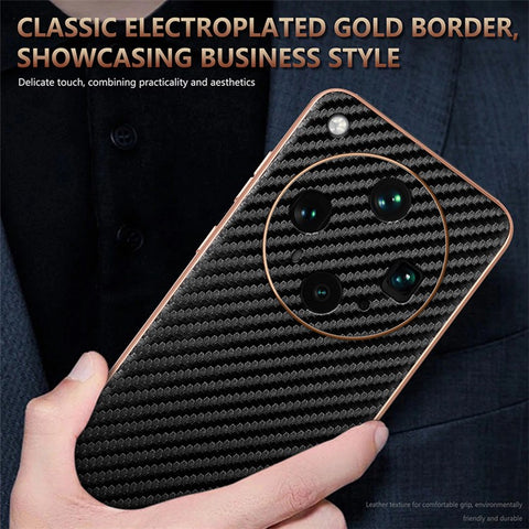 AZNS For Oppo Find X8 Ultra 5G Case Electroplating Carbon Fiber Texture PU + TPU Phone Cover