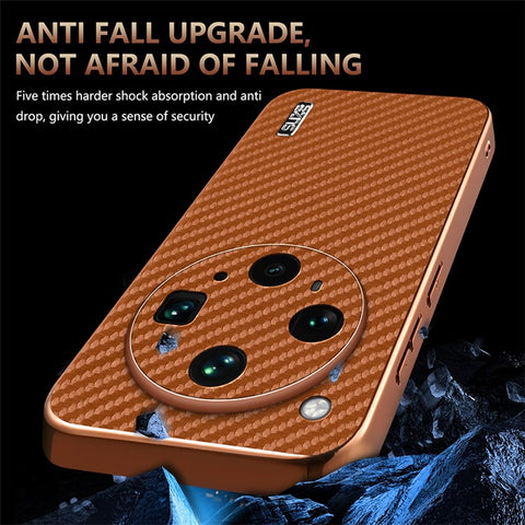 AZNS For Oppo Find X8 Ultra 5G Case Electroplating Carbon Fiber Texture PU + TPU Phone Cover