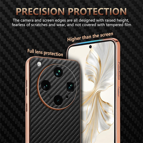 AZNS For Oppo Find X8 Ultra 5G Case Electroplating Carbon Fiber Texture PU + TPU Phone Cover