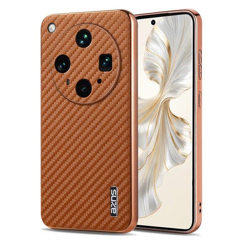 AZNS For Oppo Find X8 Ultra 5G Case Electroplating Carbon Fiber Texture PU + TPU Phone Cover
