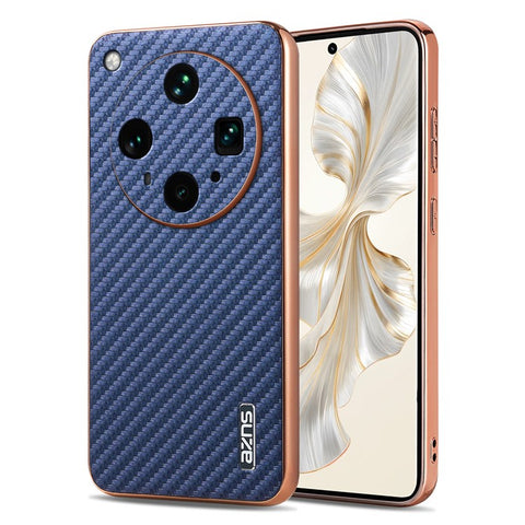 AZNS For Oppo Find X8 Ultra 5G Case Electroplating Carbon Fiber Texture PU + TPU Phone Cover