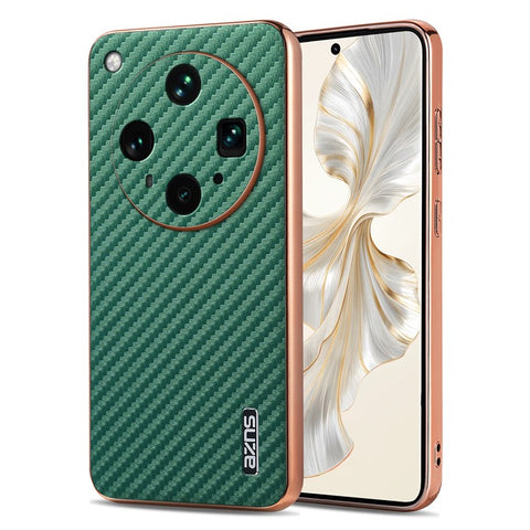AZNS For Oppo Find X8 Ultra 5G Case Electroplating Carbon Fiber Texture PU + TPU Phone Cover