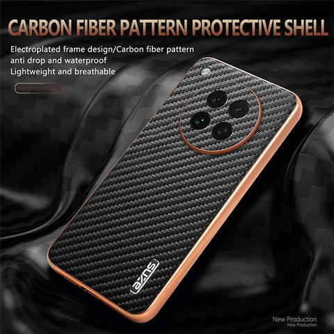 AZNS For Oppo Find X8s 5G Case Electroplating Carbon Fiber Texture PU + TPU Phone Cover