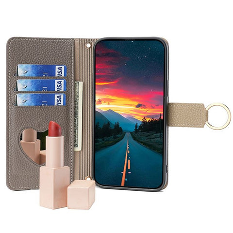 For Oppo A5 Pro 4G (Global) / 5G (Global) / A5 Energy 5G (China) Case Mirror Wallet Leather Phone Cover with Chain Shoulder Strap