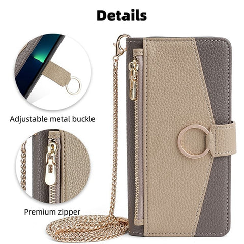 For Oppo A5 Pro 4G (Global) / 5G (Global) / A5 Energy 5G (China) Case Mirror Wallet Leather Phone Cover with Chain Shoulder Strap