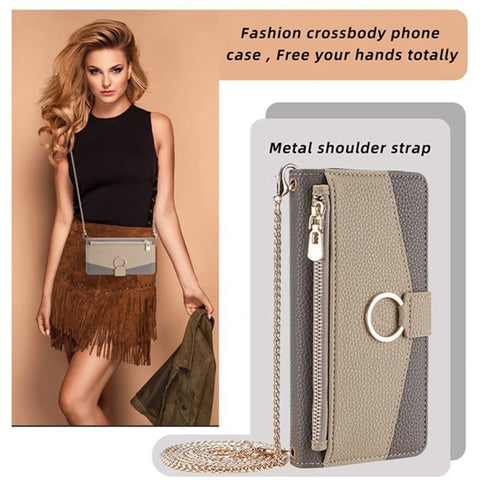 For Oppo A5 Pro 4G (Global) / 5G (Global) / A5 Energy 5G (China) Case Mirror Wallet Leather Phone Cover with Chain Shoulder Strap