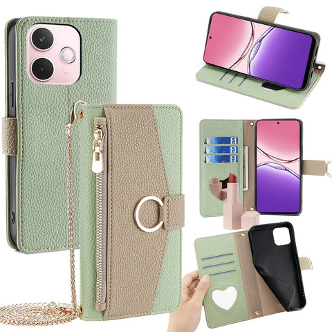For Oppo A5 Pro 4G (Global) / 5G (Global) / A5 Energy 5G (China) Case Mirror Wallet Leather Phone Cover with Chain Shoulder Strap