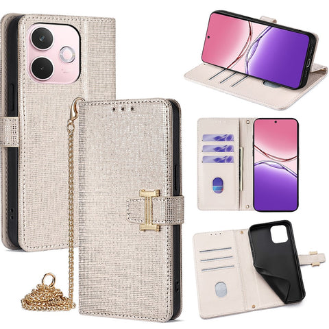 For Oppo A5 Pro 4G (Global) / 5G (Global) / A5 Energy 5G (China) Case Wallet Sequins Leather Crossbody Phone Cover