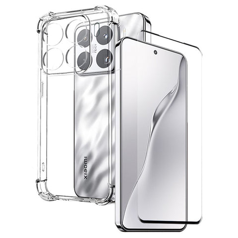 NORTHJO For Xiaomi 15 Pro Case Shockproof TPU Clear Phone Cover with 3D Curved Tempered Glass
