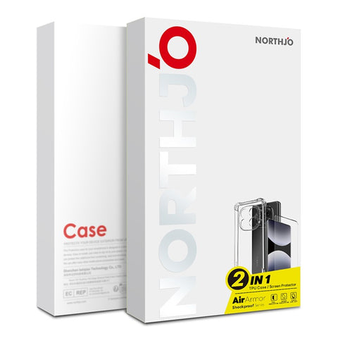 NORTHJO For Xiaomi 15 Pro Case Shockproof TPU Clear Phone Cover with 3D Curved Tempered Glass