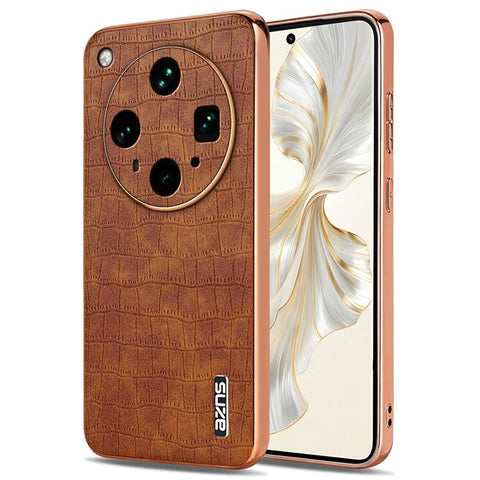 AZNS For Oppo Find X8 Ultra 5G Case Electroplating Crocodile Texture PU + TPU Phone Cover