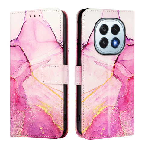 For Oppo F29 5G Case with Strap Marble Pattern Leather Phone Cover Card Holder
