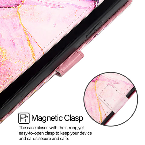 For Oppo F29 5G Case with Strap Marble Pattern Leather Phone Cover Card Holder