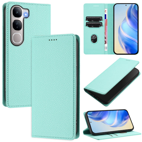 For vivo V40 Lite 5G / vivo Y300 5G Wallet Case RFID Blocking Litchi Texture Leather Mobile Cover