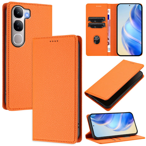 For vivo V40 Lite 5G / vivo Y300 5G Wallet Case RFID Blocking Litchi Texture Leather Mobile Cover