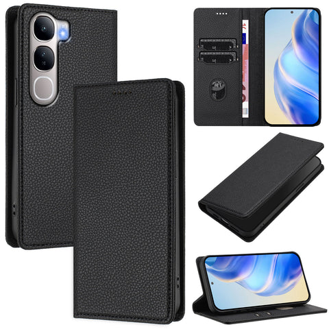 For vivo V40 Lite 5G / vivo Y300 5G Wallet Case RFID Blocking Litchi Texture Leather Mobile Cover