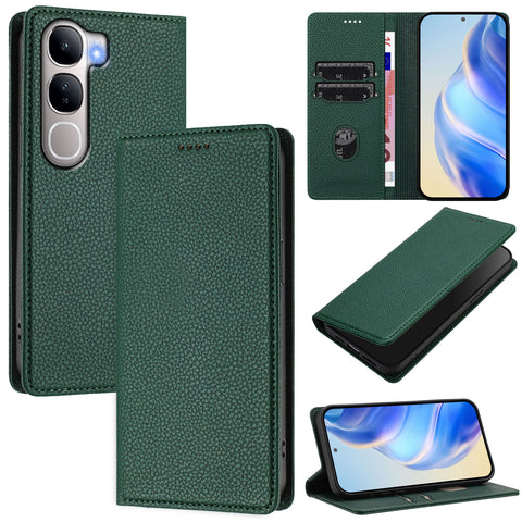 For vivo V40 Lite 5G / vivo Y300 5G Wallet Case RFID Blocking Litchi Texture Leather Mobile Cover