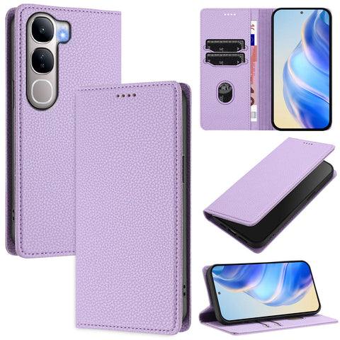 For vivo V40 Lite 5G / vivo Y300 5G Wallet Case RFID Blocking Litchi Texture Leather Mobile Cover