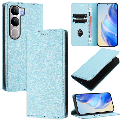 For vivo V40 Lite 5G / vivo Y300 5G Wallet Case RFID Blocking Litchi Texture Leather Mobile Cover