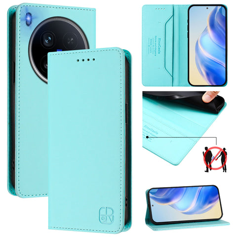 For vivo X200 Ultra 5G Leather Case RINACASIS RC01 Phone Cover with RFID Blocking Wallet Stand