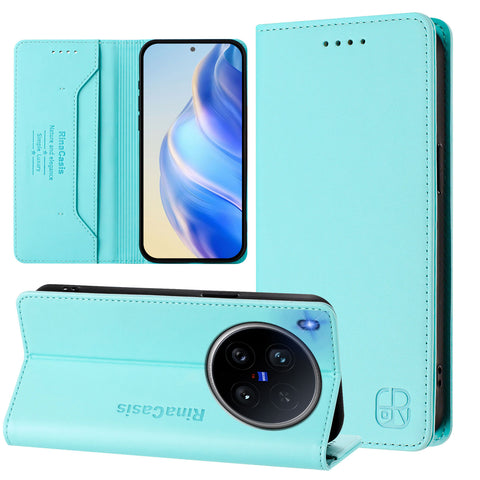 For vivo X200 Ultra 5G Leather Case RINACASIS RC01 Phone Cover with RFID Blocking Wallet Stand