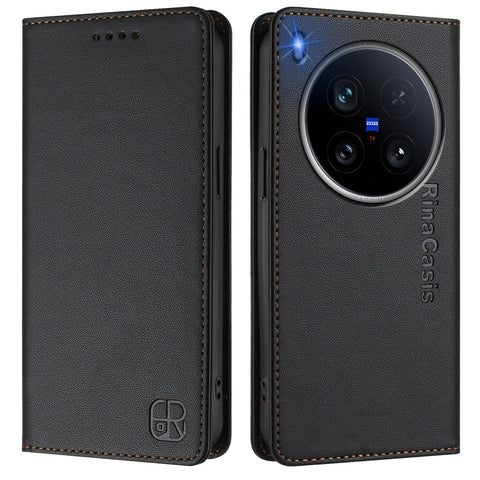 For vivo X200 Ultra 5G Leather Case RINACASIS RC01 Phone Cover with RFID Blocking Wallet Stand