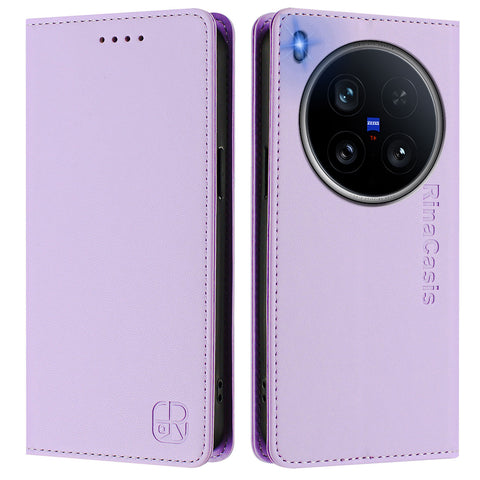 For vivo X200 Ultra 5G Leather Case RINACASIS RC01 Phone Cover with RFID Blocking Wallet Stand