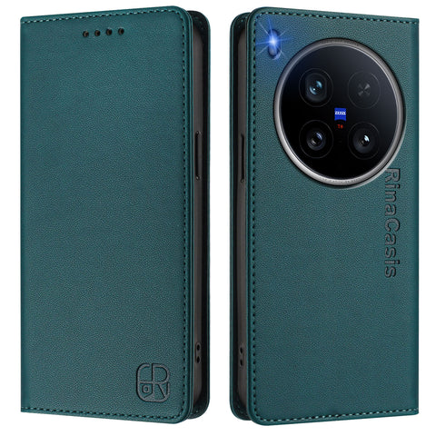 For vivo X200 Ultra 5G Leather Case RINACASIS RC01 Phone Cover with RFID Blocking Wallet Stand