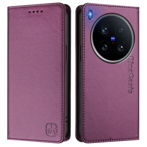 For vivo X200 Ultra 5G Leather Case RINACASIS RC01 Phone Cover with RFID Blocking Wallet Stand