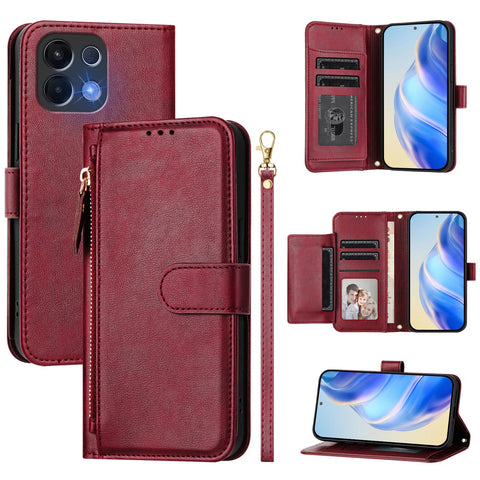 For Oppo K13 5G Case Zipper Pocket Multiple Card Slots Leather Phone Cover