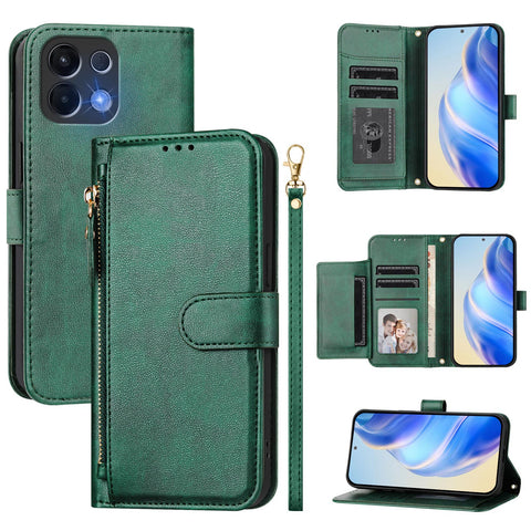 For Oppo K13 5G Case Zipper Pocket Multiple Card Slots Leather Phone Cover