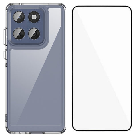 WANLONFENG For Motorola Edge 60 Fusion 5G Case  MF Series TPU Acrylic Clear Phone Cover with Tempered Glass