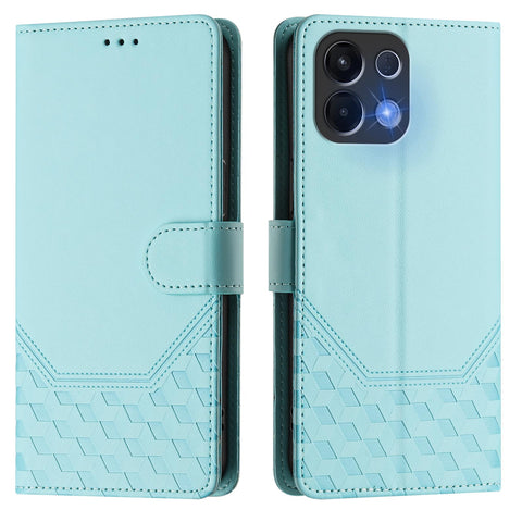 For Oppo K13 5G Case Imprinted Honeycomb RFID Blocking Leather Phone Cover with Strap