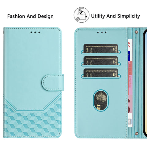 For Oppo K13 5G Case Imprinted Honeycomb RFID Blocking Leather Phone Cover with Strap