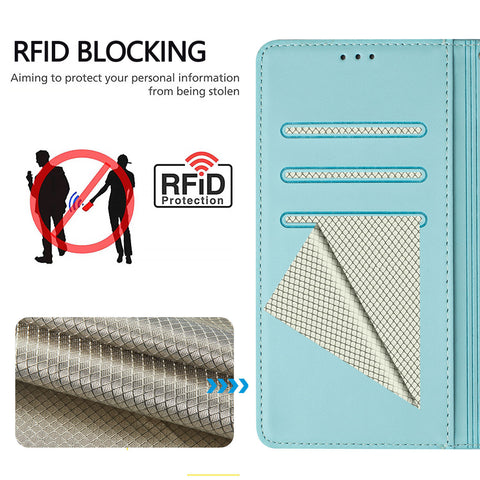 For Oppo K13 5G Case Imprinted Honeycomb RFID Blocking Leather Phone Cover with Strap