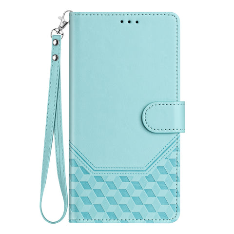 For Oppo K13 5G Case Imprinted Honeycomb RFID Blocking Leather Phone Cover with Strap