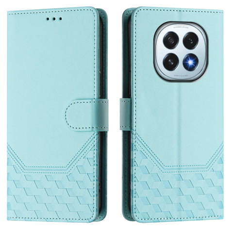 For Oppo F29 5G Case Imprinted Honeycomb RFID Blocking Leather Phone Cover with Strap