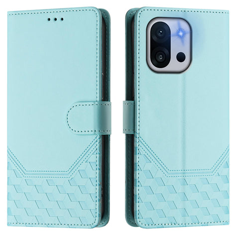 For OnePlus 13T 5G Case Imprinted Honeycomb RFID Blocking Leather Phone Cover with Strap