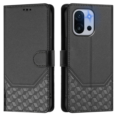For OnePlus 13T 5G Case Imprinted Honeycomb RFID Blocking Leather Phone Cover with Strap