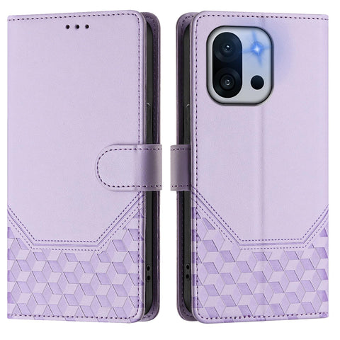 For OnePlus 13T 5G Case Imprinted Honeycomb RFID Blocking Leather Phone Cover with Strap