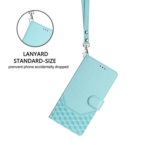 For vivo V40 Lite 5G / vivo Y300 5G Case Imprinted Honeycomb RFID Blocking Leather Phone Cover with Strap