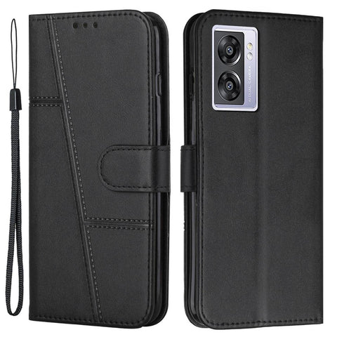 For Oppo A57 (2022) 5G / A77 5G / A77 4G / A57 4G / A57e 4G / A57s 4G / Realme V23 5G / OnePlus Nord N20 SE 4G Wallet Case Stitching PU Leather Stand Magnetic Phone Cover with Strap