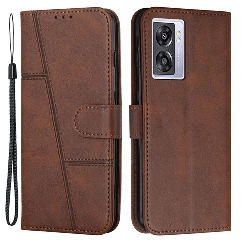 For Oppo A57 (2022) 5G / A77 5G / A77 4G / A57 4G / A57e 4G / A57s 4G / Realme V23 5G / OnePlus Nord N20 SE 4G Wallet Case Stitching PU Leather Stand Magnetic Phone Cover with Strap