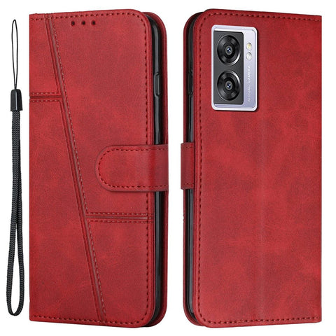 For Oppo A57 (2022) 5G / A77 5G / A77 4G / A57 4G / A57e 4G / A57s 4G / Realme V23 5G / OnePlus Nord N20 SE 4G Wallet Case Stitching PU Leather Stand Magnetic Phone Cover with Strap