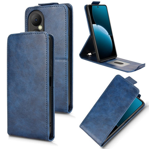 For Huawei Enjoy 80 Stand Case Magnetic Clasp Vertical Flip Leather Phone Cover with Card Holder