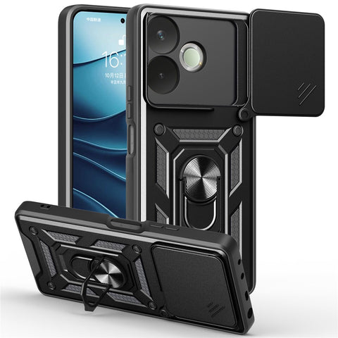 PC + TPU Case For Oppo A5 Pro 4G (Global) / 5G (Global) / A5 Energy 5G (China) Kickstand Phone Cover with Slide Camera Lid