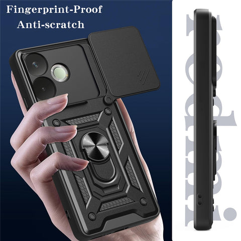 PC + TPU Case For Oppo A5 Pro 4G (Global) / 5G (Global) / A5 Energy 5G (China) Kickstand Phone Cover with Slide Camera Lid