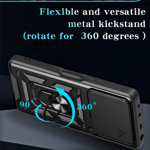 PC + TPU Case For Oppo A5 Pro 4G (Global) / 5G (Global) / A5 Energy 5G (China) Kickstand Phone Cover with Slide Camera Lid